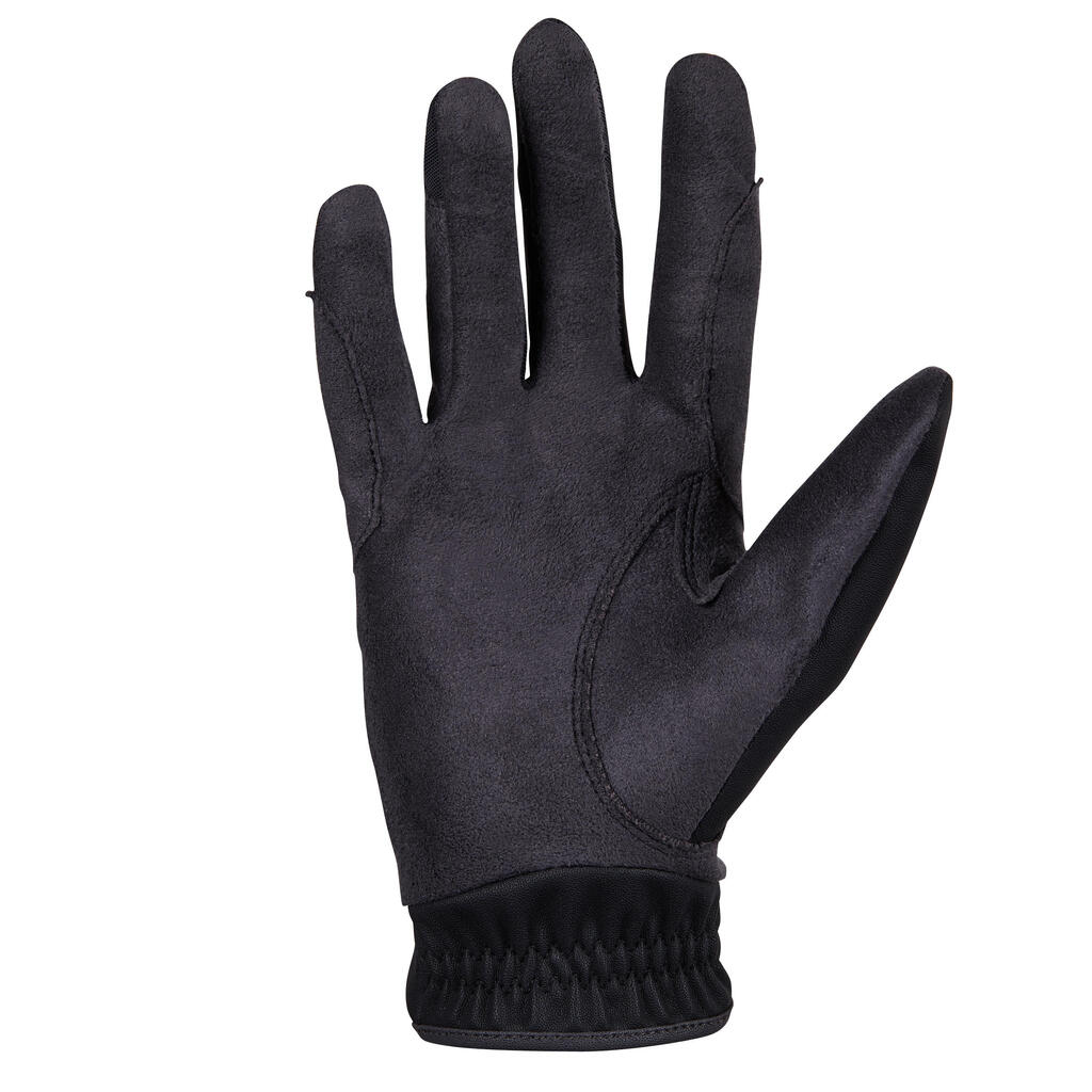 Detské jazdecké rukavice 500 čierno-sivé