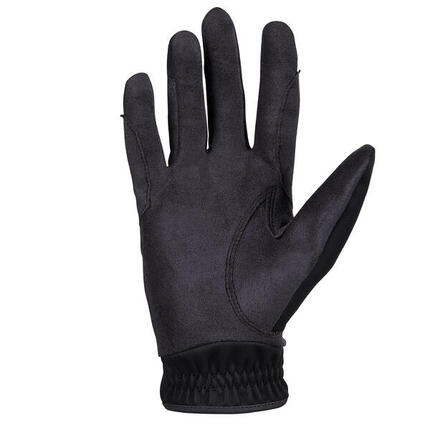 Gants équitation enfant 500 noir et gris
