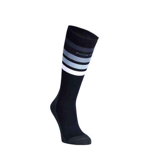 
      100 Girls' Horse Riding Socks - Black/White Stripes
  