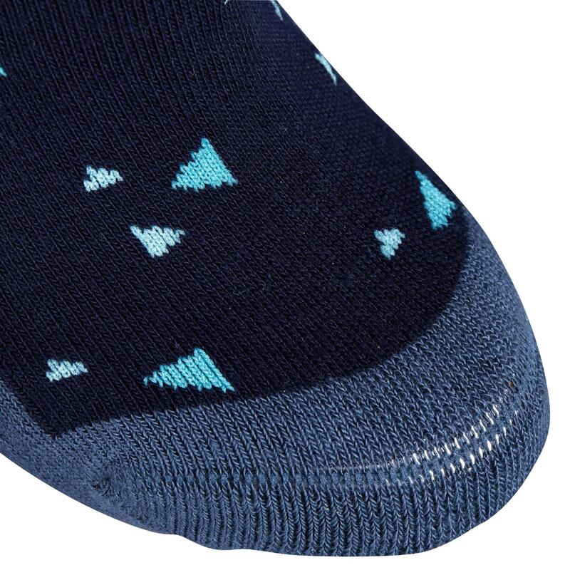 Chaussettes équitation fille 500 PRINT bleu marine et turquoise