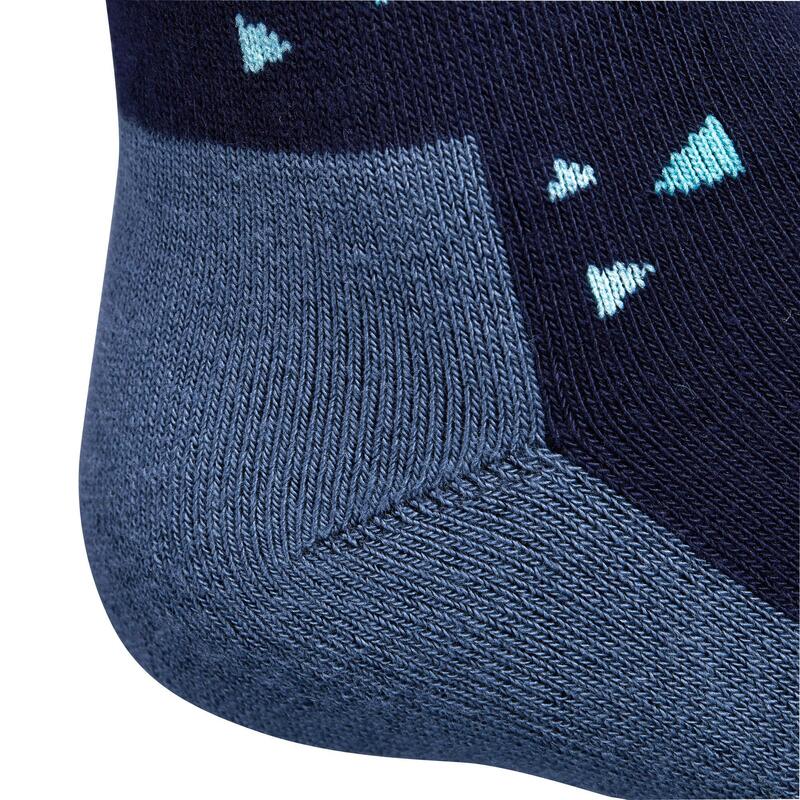 Chaussettes équitation fille 500 PRINT bleu marine et turquoise