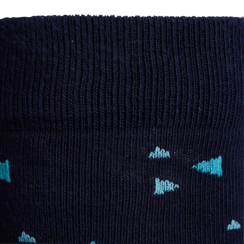 Chaussettes équitation fille 500 PRINT bleu marine et turquoise