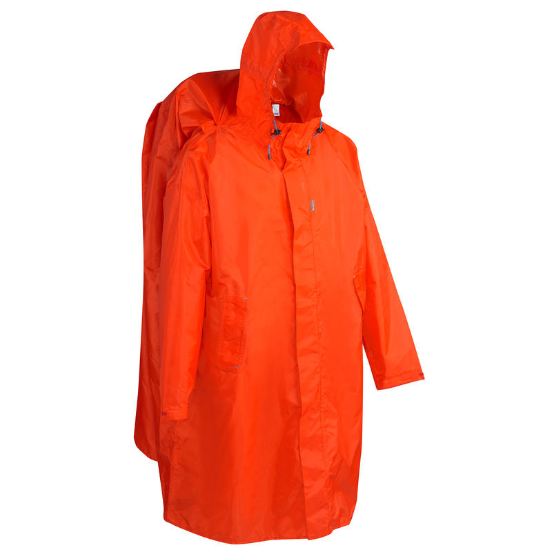 Poncho pluie de randonnée - FORCLAZ 75 rouge Taille S/M