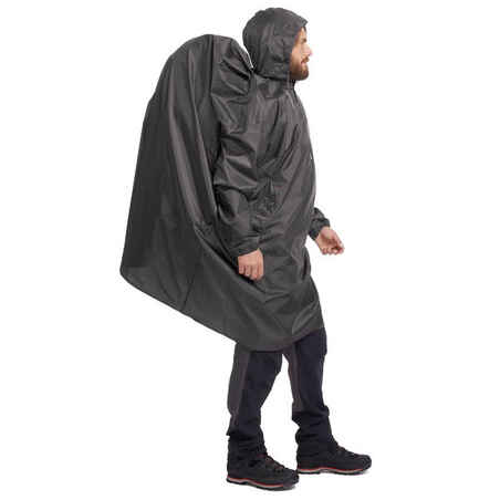Hiking Rain Poncho-ARPENAZ 500 40 L Size S/M - Grey