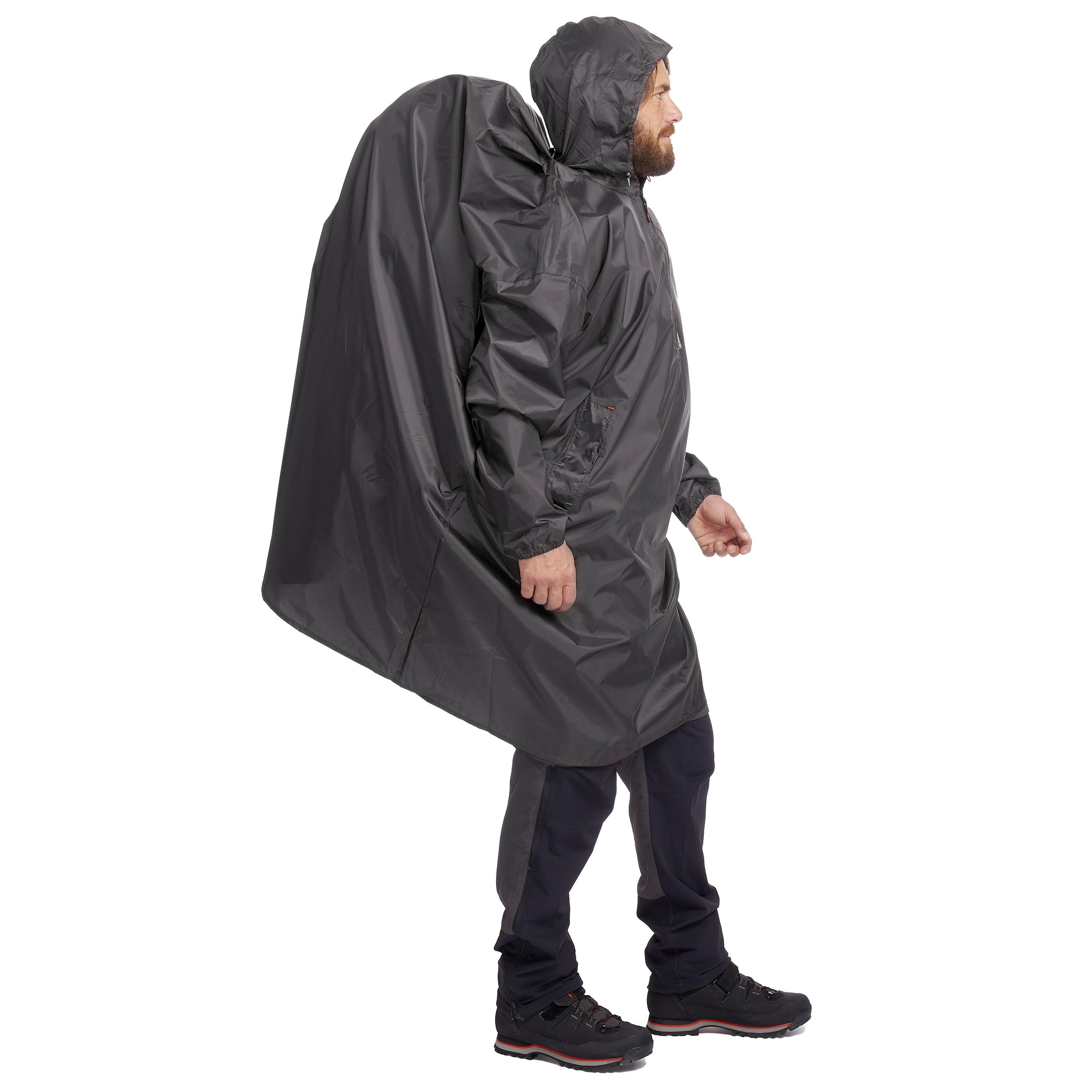 Hiking Rain Poncho-ARPENAZ 500 GREY 40 