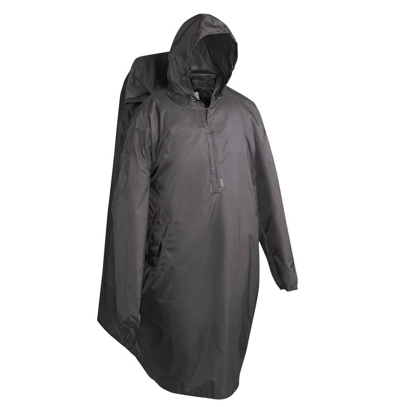 Hiking Rain Poncho-ARPENAZ 500 GREY 40 L Size L/XL