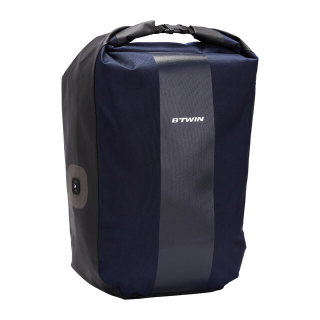 SACOCHE VELO 500 SUR PORTE BAGAGES 500 20L IMPERMEABLE BLEU MARINE B