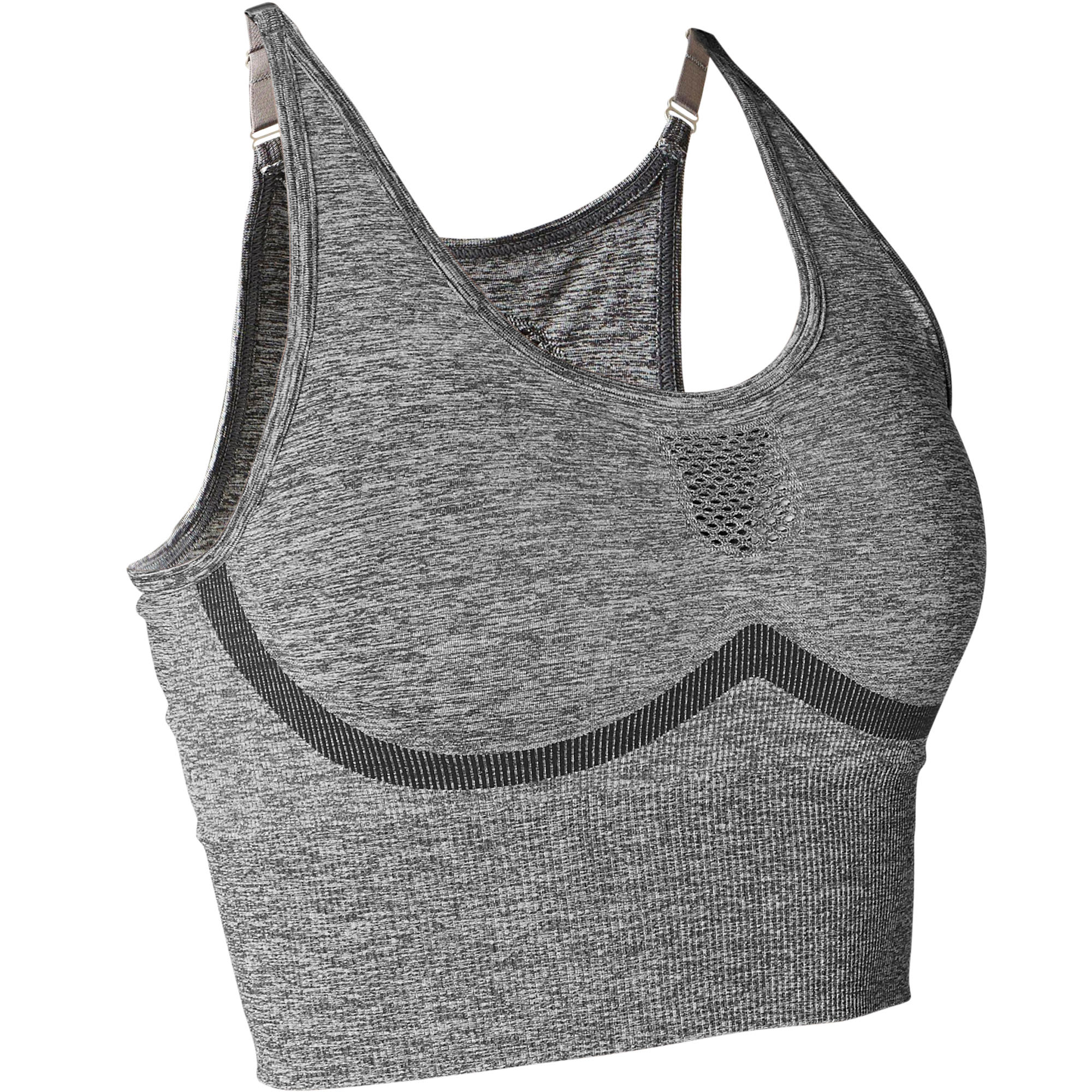 Domyos Lange Naadloze Behatop Voor Dynamische Yoga Gemeleerd Grijs domyos kopen in de aanbieding