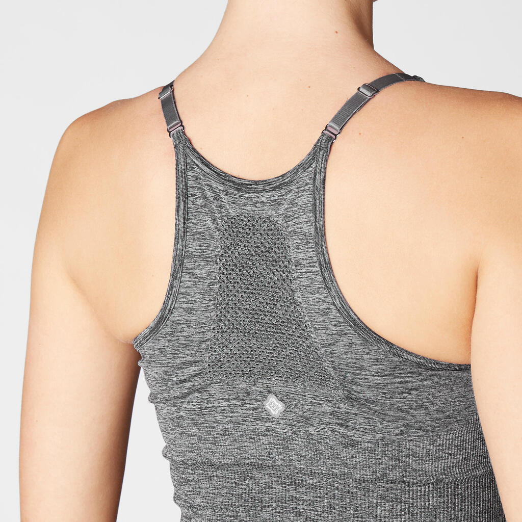 Bustier Yoga nahtlos Damen grau meliert