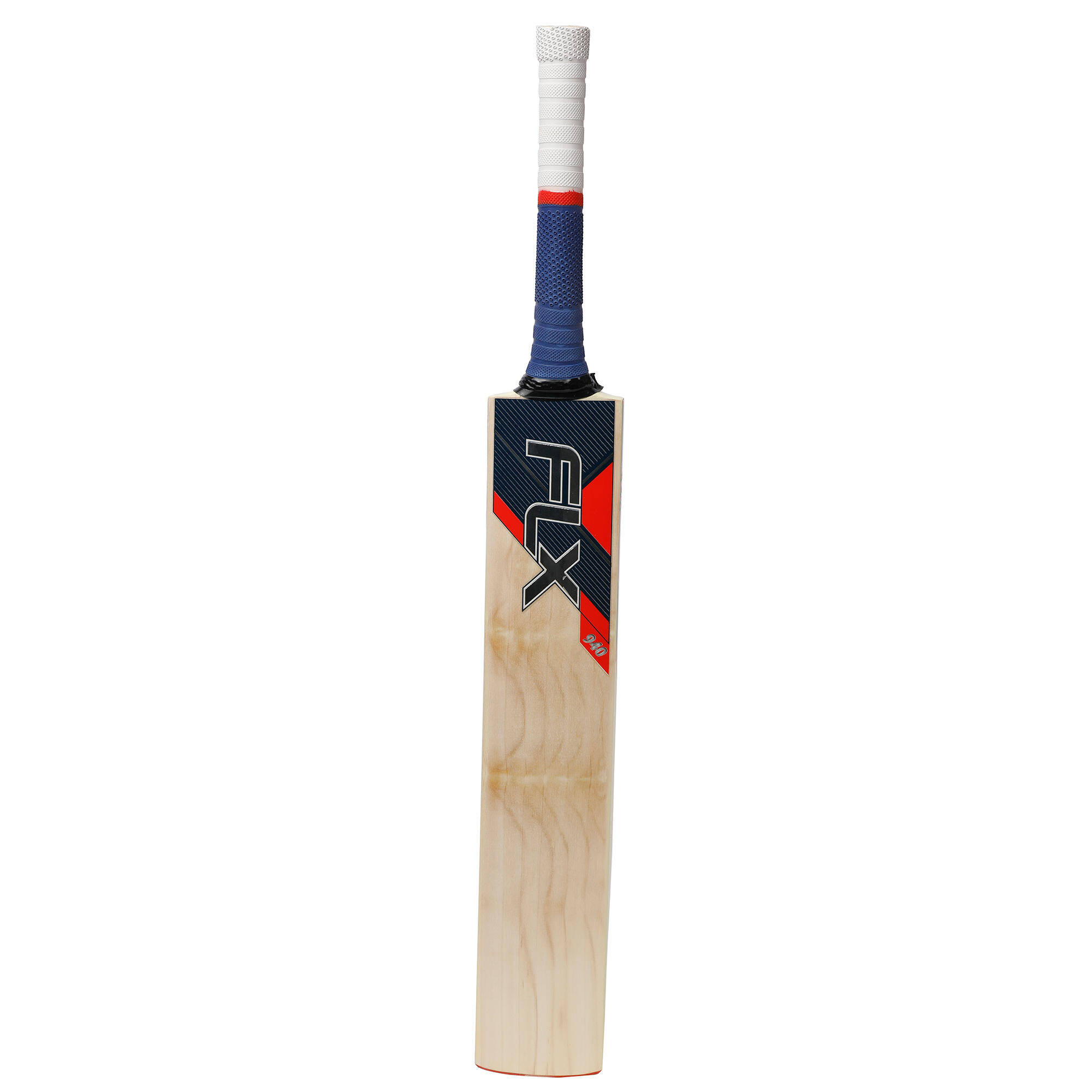 FLX EW 940 English Willow Cricket Bat for Leather Ball,Dark Blue/Red,Youth/Adult -  2