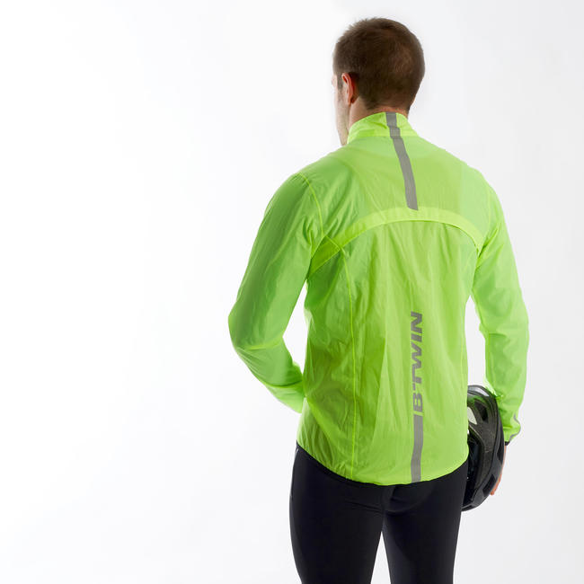 100 Road Cycling Rain Jacket Neon Yellow