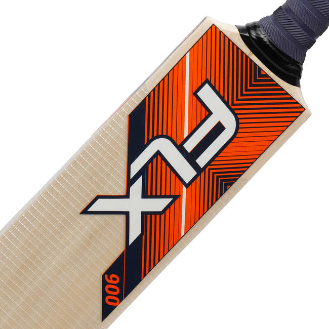 FLX KW 900 Kashmir Willow Cricket Bat for Leather Ball, Orange/Blue