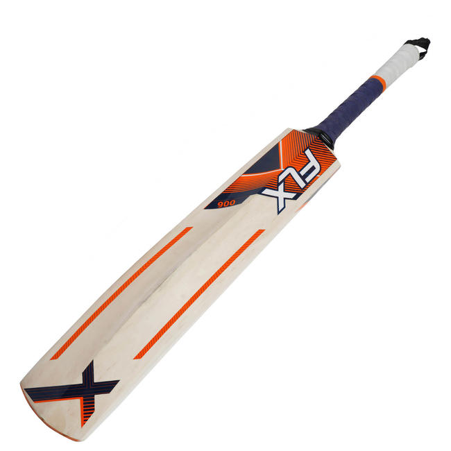 FLX KW 900 Kashmir Willow Cricket Bat for Leather Ball, Orange/Blue