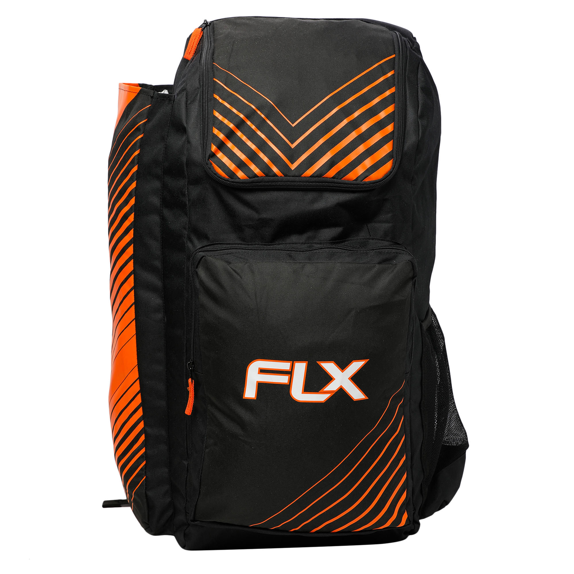 JUNIOR CRICKET BAG FOR EQUIPMENT (WITH BAT POUCH), BLACK/ORANGE