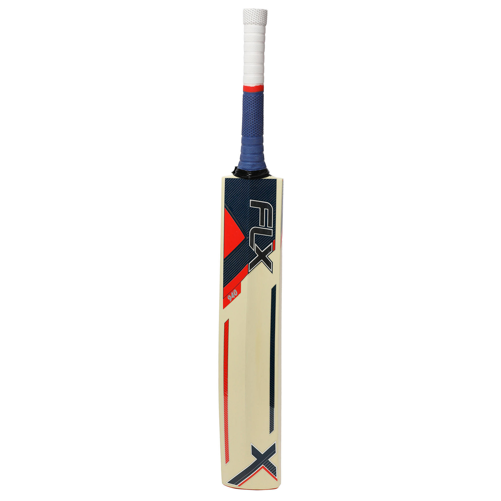 FLX EW 940 English Willow Cricket Bat for Leather Ball,Dark Blue/Red,Youth/Adult -  3