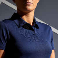 Tennis Poloshirt Damen Dry 100 marineblau