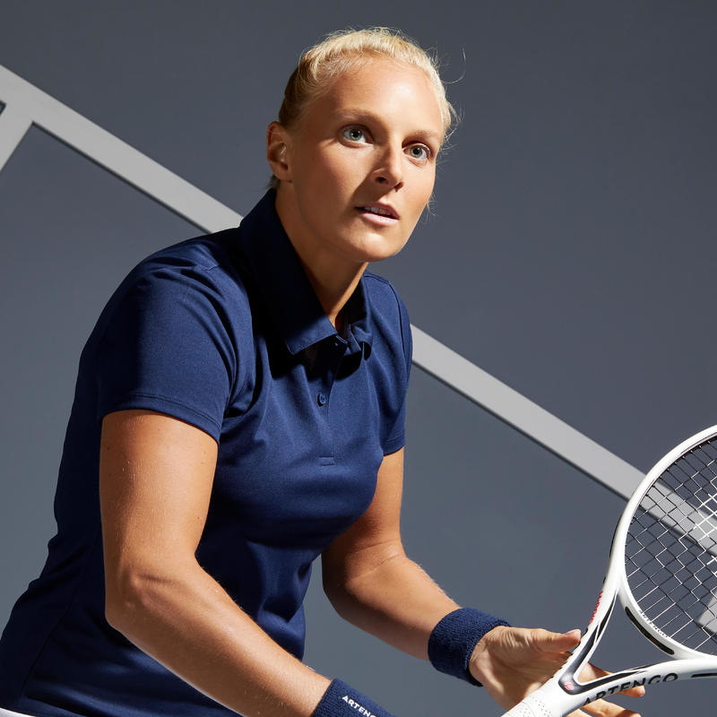 Women's Tennis QuickDry Polo Shirt Essential 100 Navy Decathlon