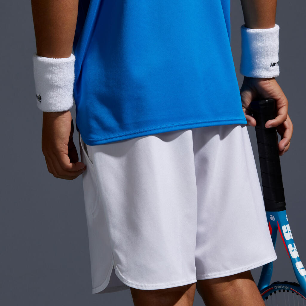 Tennis-Shorts Kinder TSH500 blau/kariert
