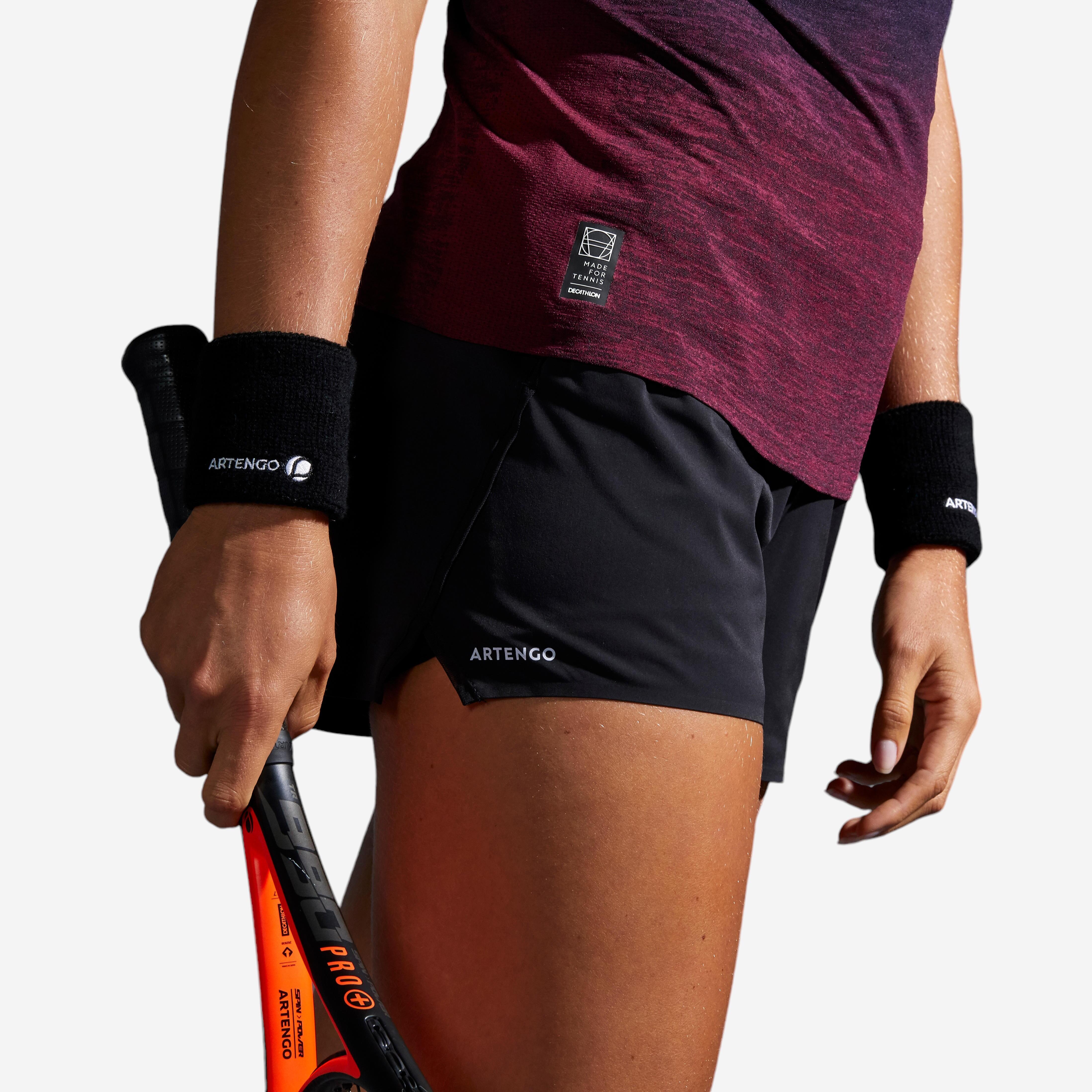 Damen Tennis-Shorts 2 in 1 - Light 900 schwarz