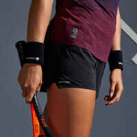 Tennis-Shorts 2 in 1 Damen - Light 900 schwarz