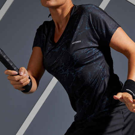 Tennisshirt Soft 500 Damen schwarz