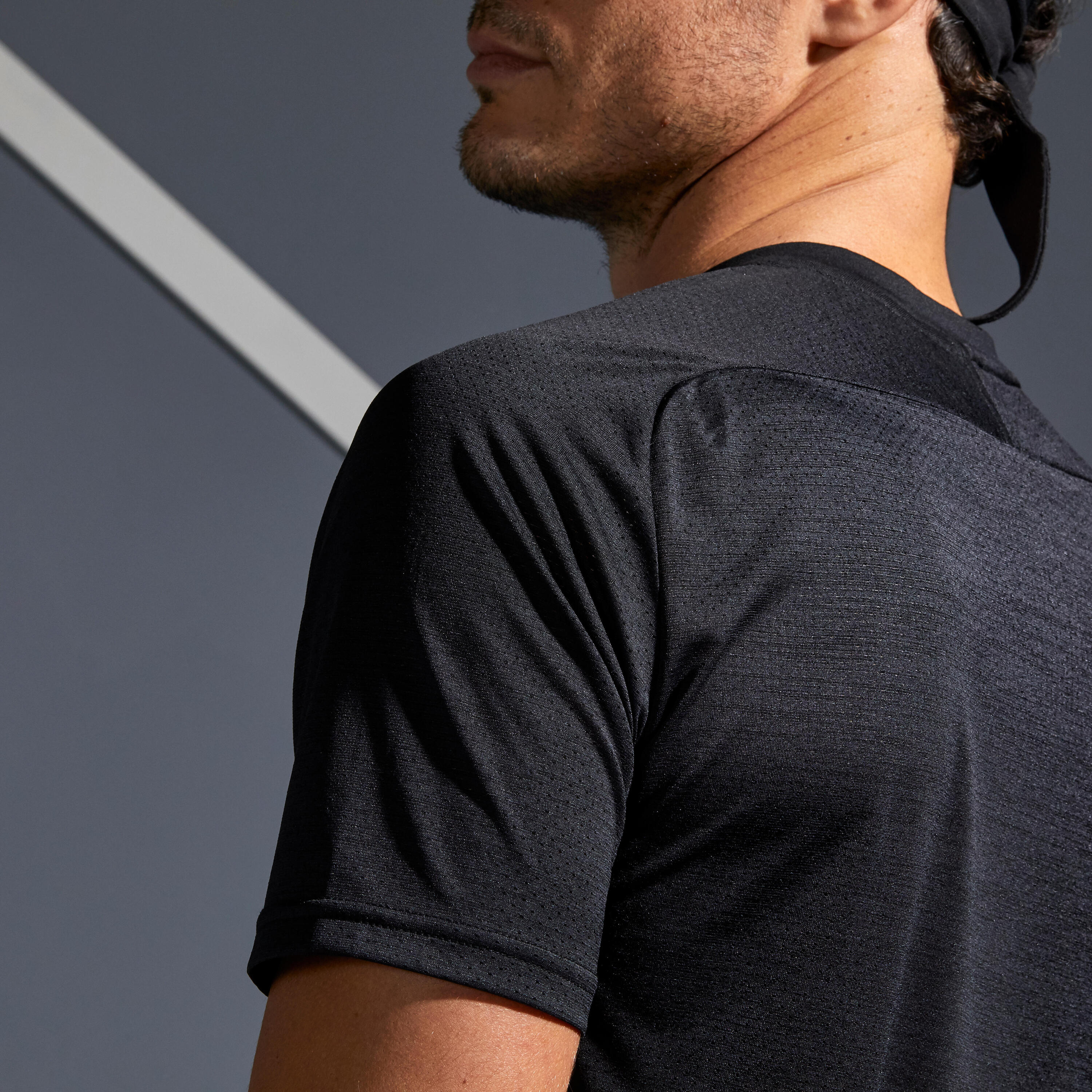 Men's Short-Sleeved Tennis T-Shirt TTS 500 Dry - Black/Grey 9/10