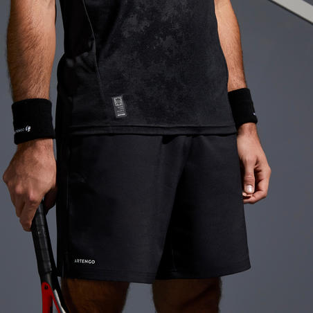 T-shirt för tennis TTS 500 DRY herr svart/grå 