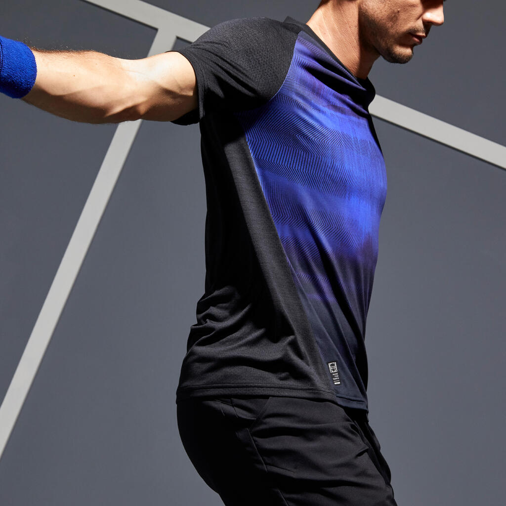 Men's Tennis T-Shirt TTS 500 Dry - Black/Blue