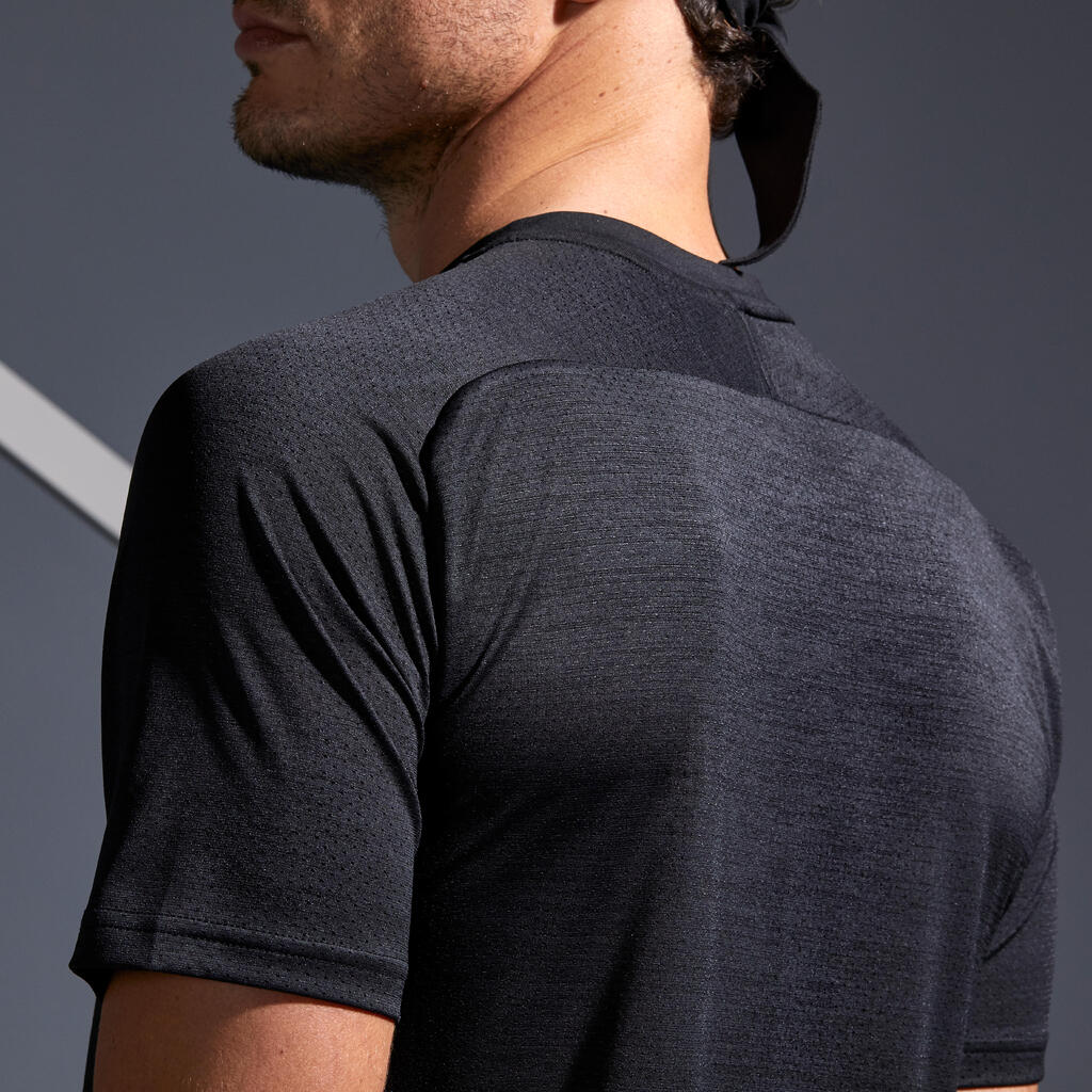 Pánske tenisové tričko Dry 500 čierno-koralové