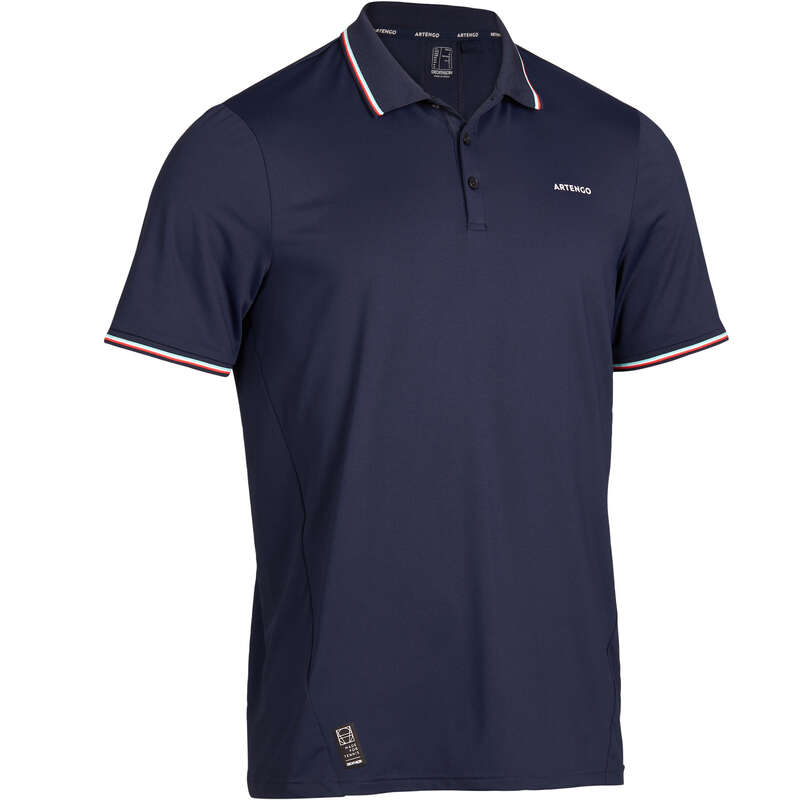 MEN WARM CONDITION RACKET SP APAREL Tennis - Dry 500 Polo - Navy ARTENGO - Tennis Clothes