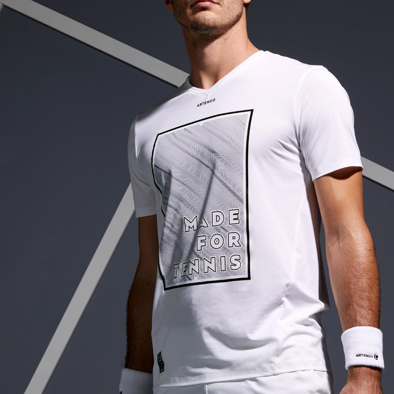 Camiseta De Tenis Manga Corta Hombre Light 900 Blanco Amarillo