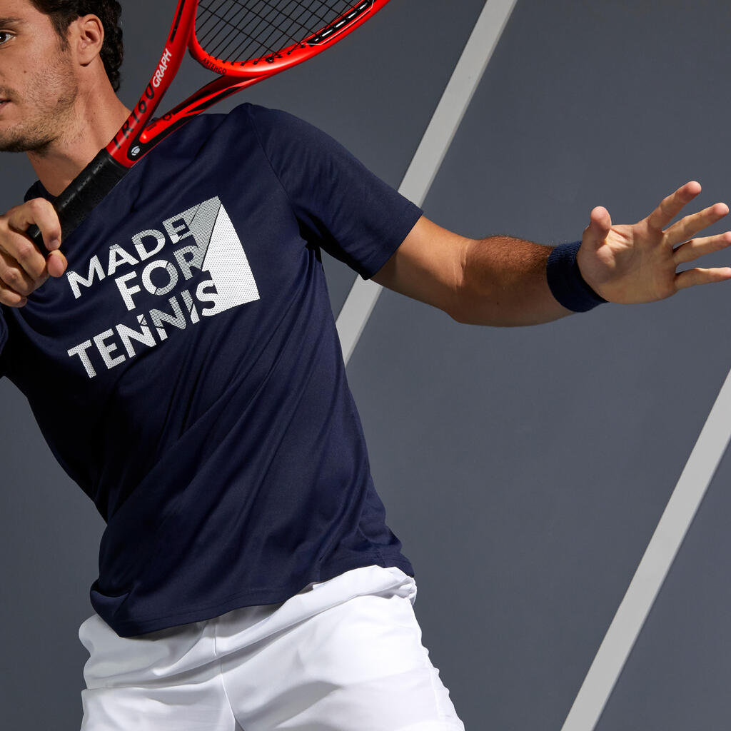 T-Shirt Soft 100 Tennisshirt Herren marineblau