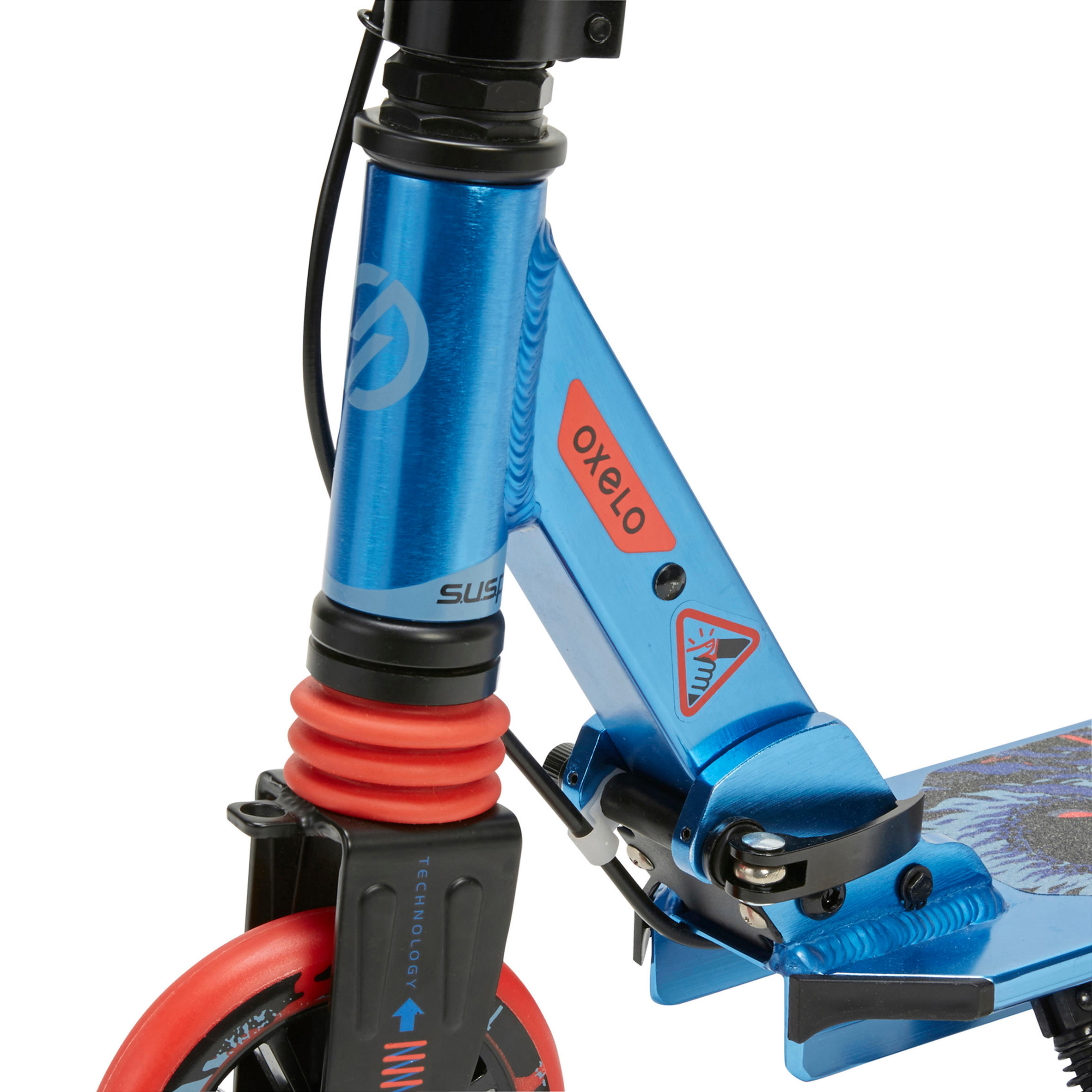 Scooter Tretroller Kinder Federung Lenkerbremse - Mid 5 blau 21/36