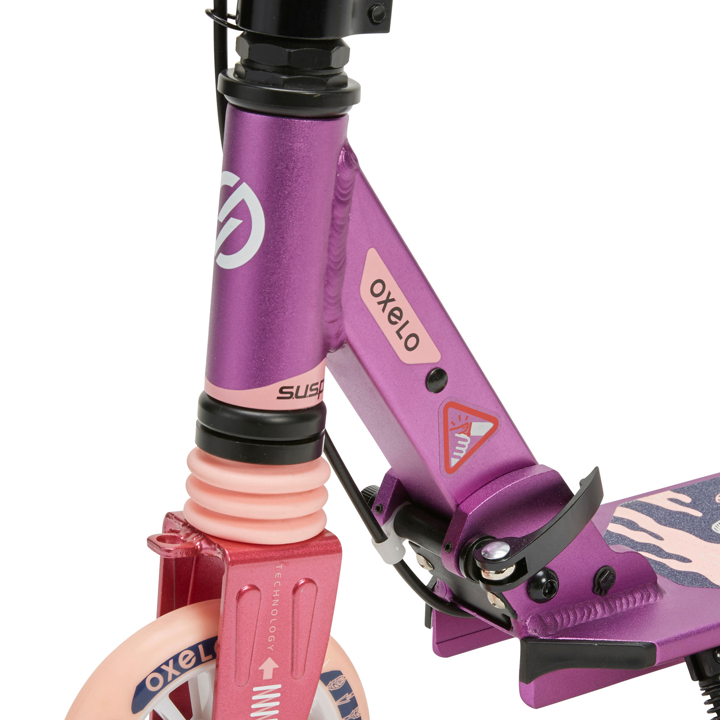 Scooter Tretroller Kinder mit Federung und Lenkerbremse - Mid 5  violett 22/34