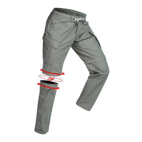 Чоловічі штани-трансформери для трекінгу Travel 100 - Хакі