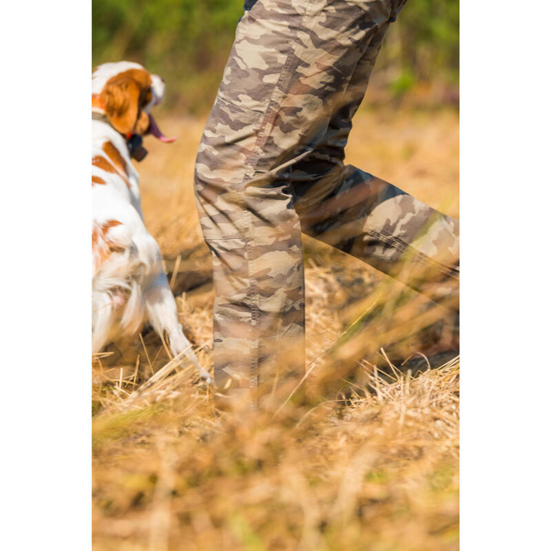 Pantalón De Caza Hombre Solognac 100 Ligero Camuflaje Militar Island Verde L