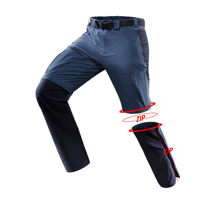 Pantalon modulable trekking montagne TREK500 homme bleu