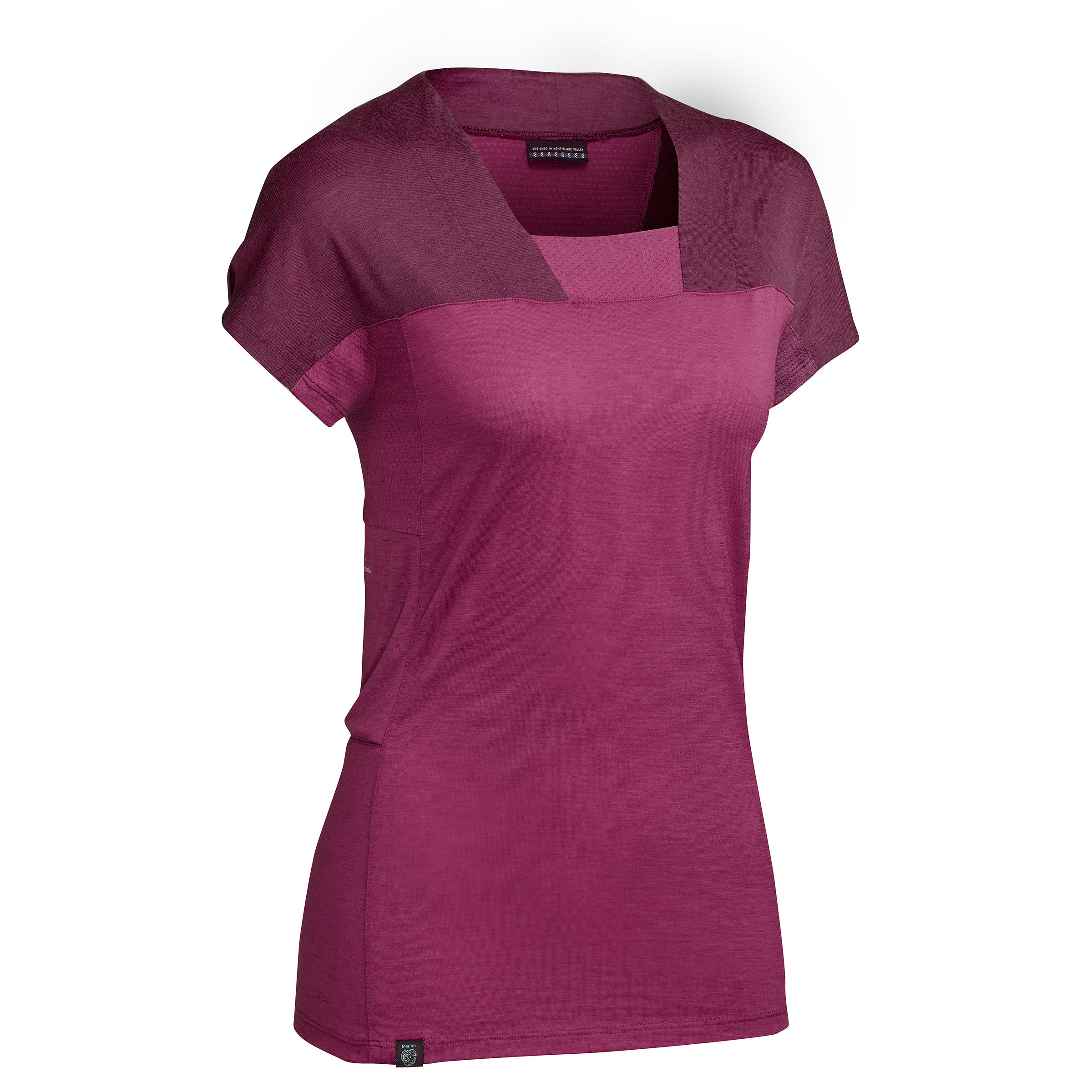 POLERA TREKKING MUJER LANA MERINO TREK500 MORADO Knasta Chile