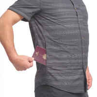 Men's Short-Sleeved Shirt TRAVEL100 Fresh - Grey Stripe