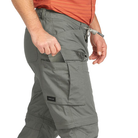 Чоловічі штани-трансформери для трекінгу Travel 100 - Хакі
