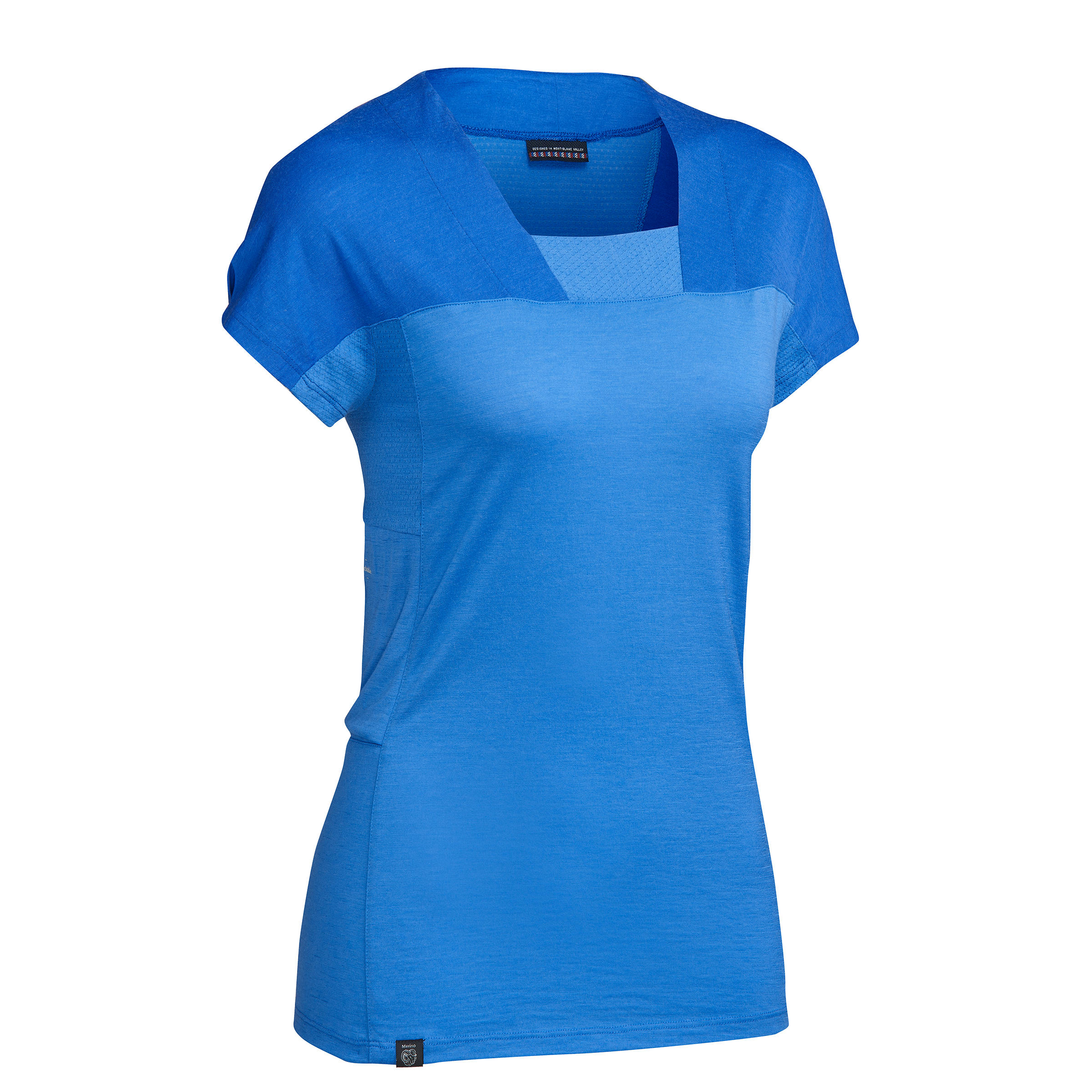 FORCLAZ Women's Mountain Trekking Short-Sleeved Merino T-Shirt Trek 500 - Blue