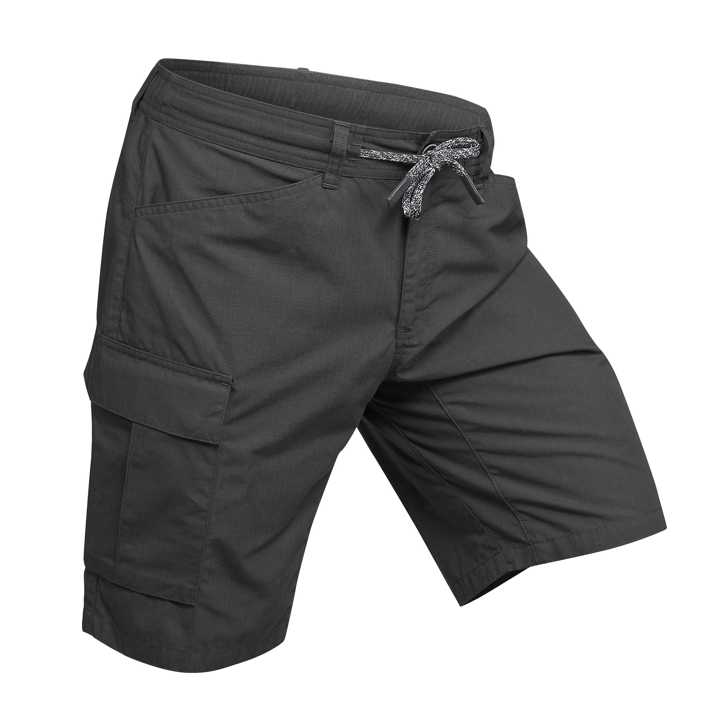 Pantaloneta Bermuda de Montaña Trekking Viaje Forclaz Travel 100 Hombre Gris