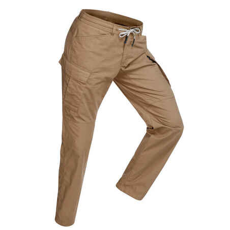 Svetlo rjave moške pohodniške hlače TRAVEL 100
