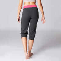 Women's Organic Cotton Gentle Yoga Cropped Bottoms - Grey/Pink