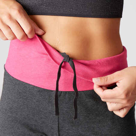 Women's Organic Cotton Gentle Yoga Cropped Bottoms - Grey/Pink