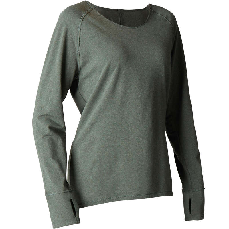WOMAN YOGA APPAREL Clothing - Long-Sleeved Yoga T-Shirt DOMYOS - By Sport