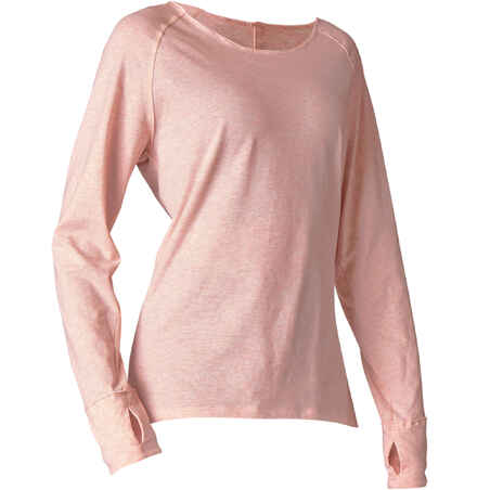 Organic Cotton Long-Sleeved Gentle Yoga T-Shirt - Pink