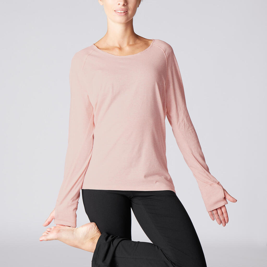 Langarmshirt Damen Yoga - schwarz