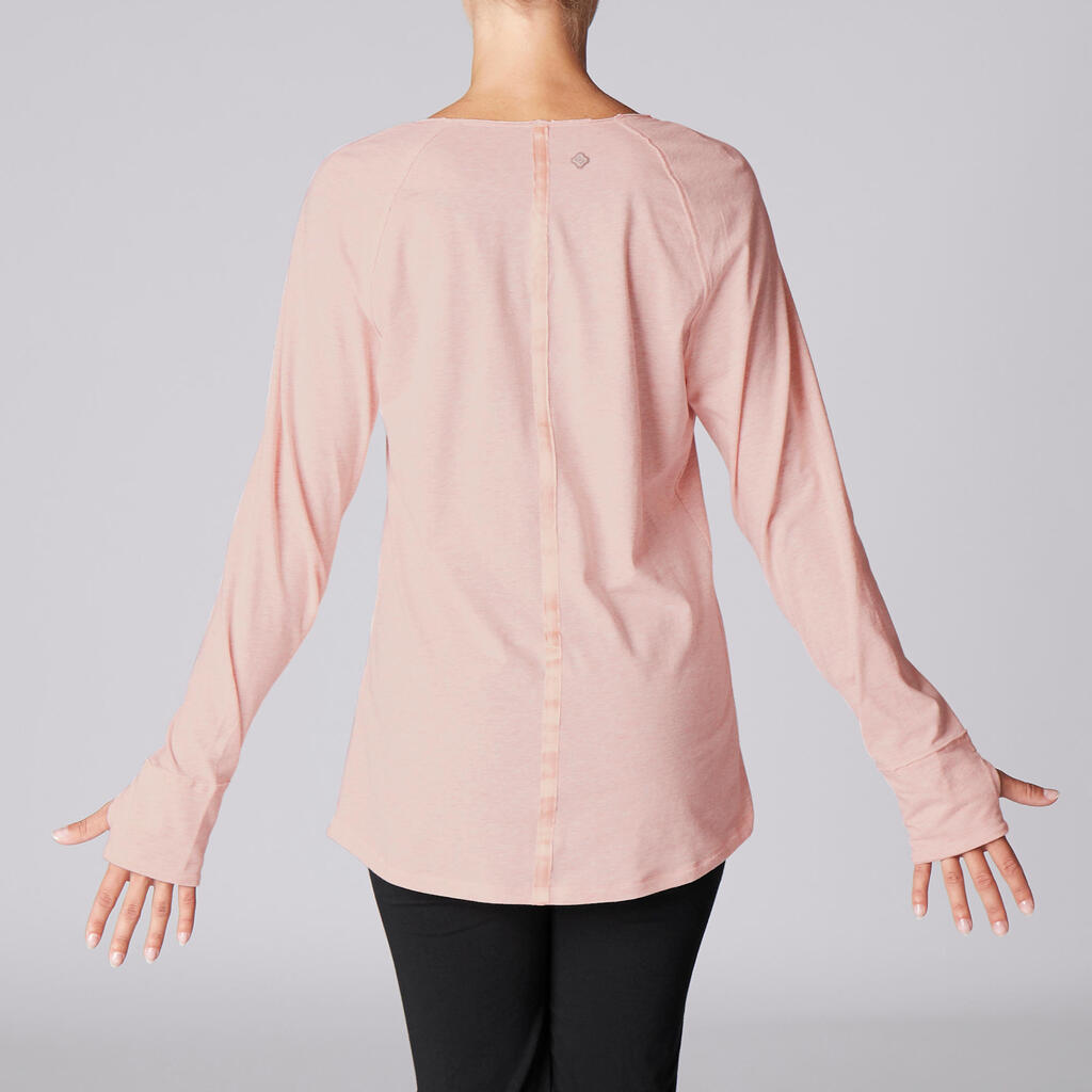 Langarmshirt Damen Yoga - schwarz