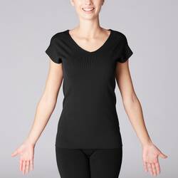 Women's Seamless Dynamic Tech Yoga T-Shirt - Black/Openwork Design